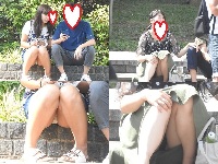 お座りお姉さん発見１４５！！大変です！！パンツが見えてますよ