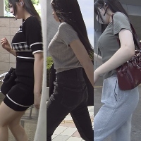 胸を揺らし歩くお姉さんたち【4名収録】